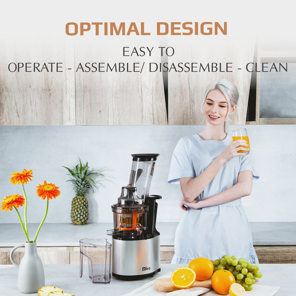 OLIVO SJ200 Multifunction Slow Juicer - Squeeze Out Up To 98% - Slow Speed 39 rpm - Easy to Clean