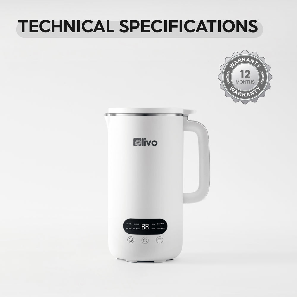 OLIVO CB1000 Nut Milk Maker - Smoothie Blender - Soup Maker, 35 Oz & 120 V, 9 functions, 304 stainless steel, safety sensor