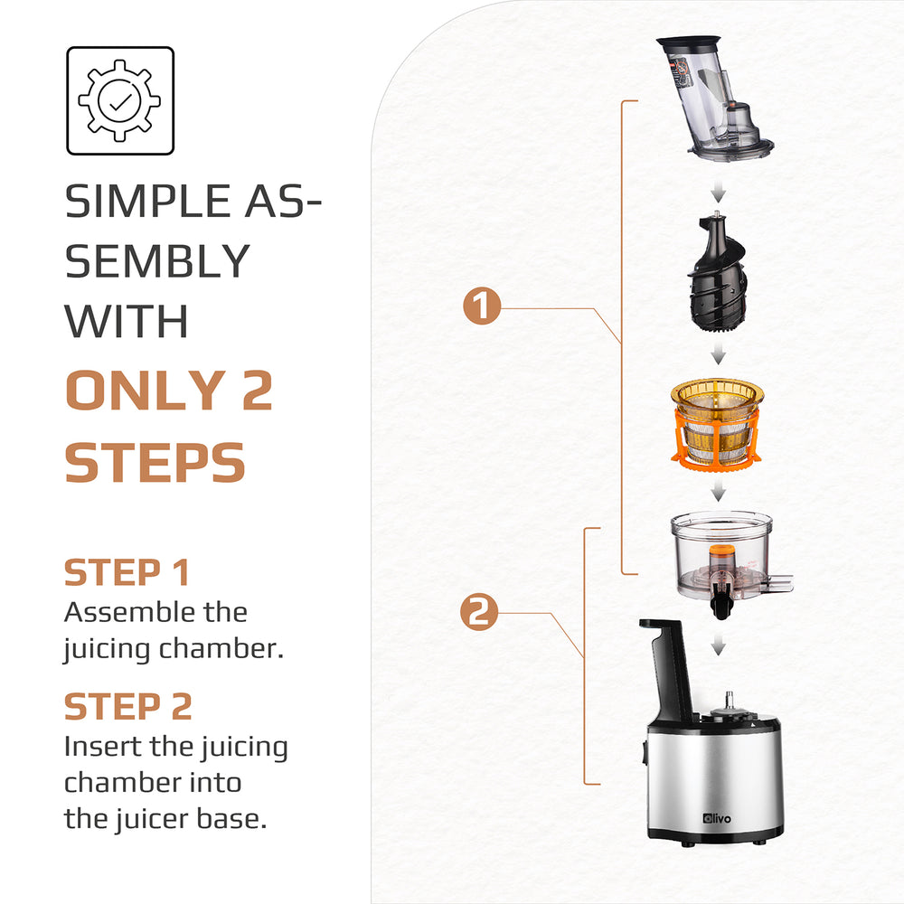 OLIVO SJ200 Multifunction Slow Juicer - Squeeze Out Up To 98% - Slow Speed 39 rpm - Easy to Clean