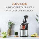 OLIVO SJ200 Multifunction Slow Juicer - Squeeze Out Up To 98% - Slow Speed 39 rpm - Easy to Clean