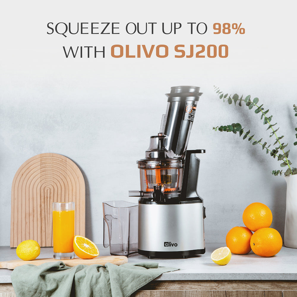 OLIVO SJ200 Multifunction Slow Juicer - Squeeze Out Up To 98% - Slow Speed 39 rpm - Easy to Clean