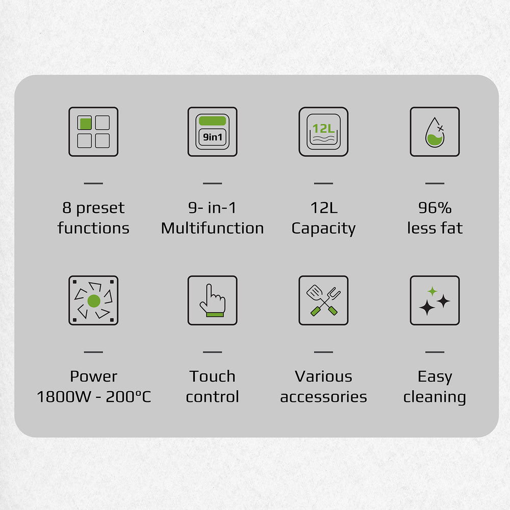 OLIVO AF12 Air Fryer - 08 Preset Functions - 12L Capacity - 1800W Power