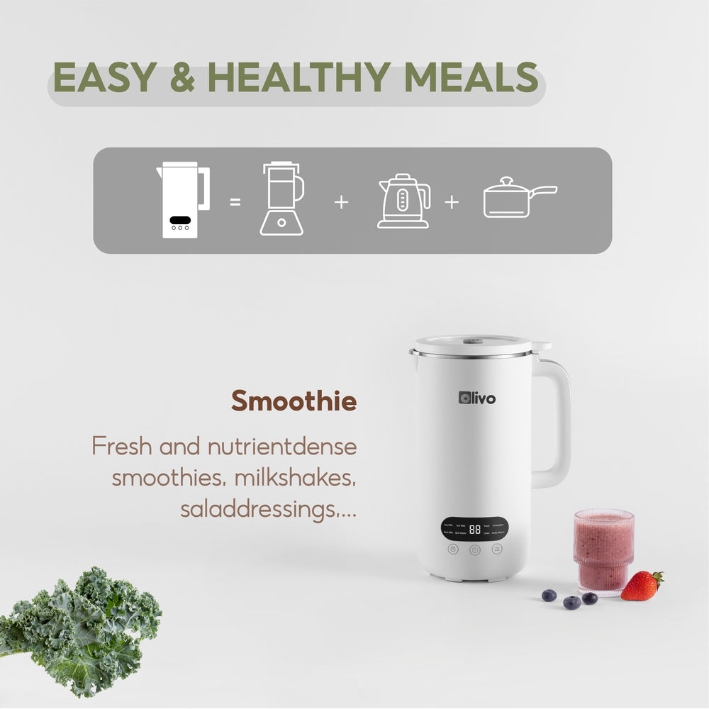 OLIVO CB1000 Nut Milk Maker - Smoothie Blender - Soup Maker, 35 Oz & 120 V, 9 functions, 304 stainless steel, safety sensor