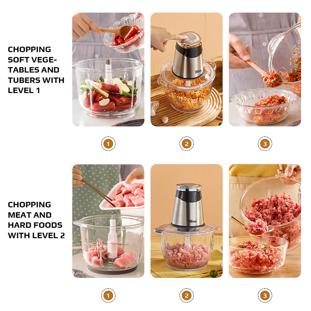 OLIVO FC21 Multifunctional Food Chopper - Capacity 2.1L - Power 500W