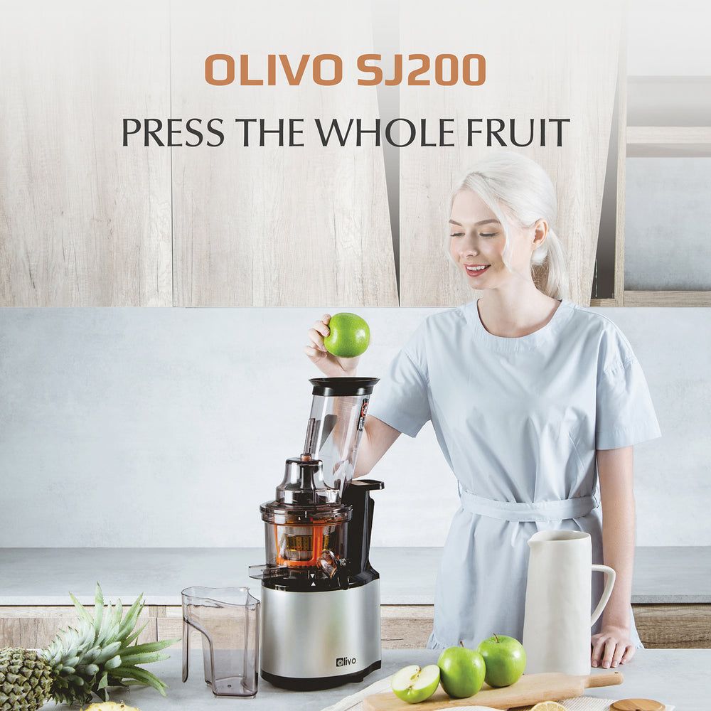 OLIVO SJ200 Multifunction Slow Juicer - Squeeze Out Up To 98% - Slow Speed 39 rpm - Easy to Clean