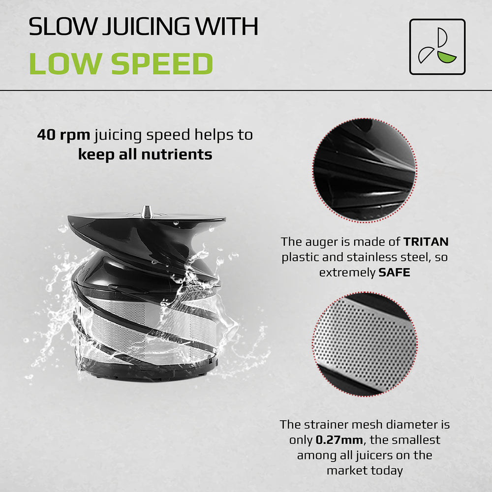 OLIVO SJ210 Slow Juicer - Squeeze Out Up To 98%- Multi-purpose Fruit And Vegetable Juicer